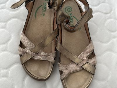 NAOT Women's Gold Metallic Criss-Cross Strap Sandals - Size 38 (US 7)