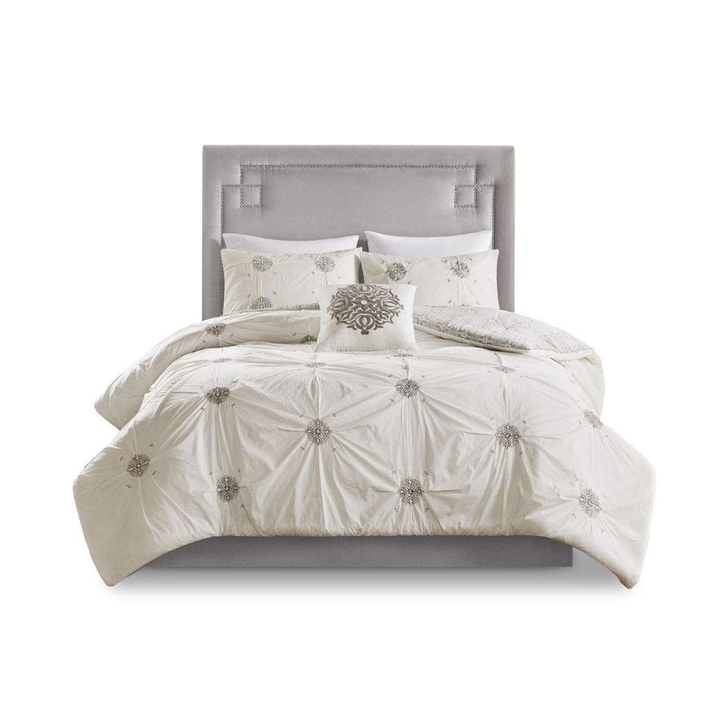 Madison Park Malia 100% Cotton Duvet Cover Set W/ Over All Embroidery