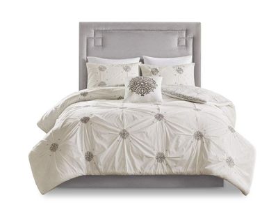 Madison Park Malia 100% Cotton Duvet Cover Set W/ Over All Embroidery