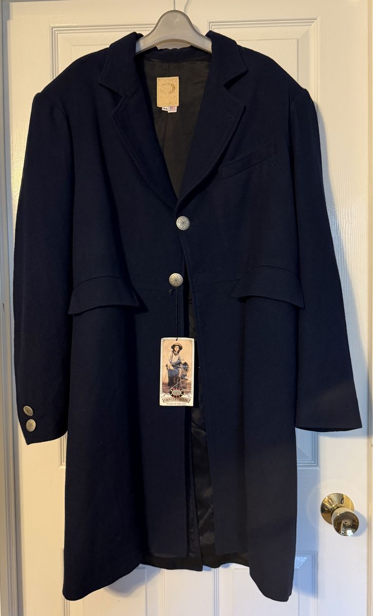 Wahmaker Frontier Clothing USA Men's Navy Wool Blend Frock Coat - Size 44, Made in USA