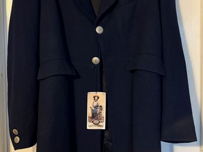 Wahmaker Frontier Clothing USA Men's Navy Wool Blend Frock Coat - Size 44, Made in USA