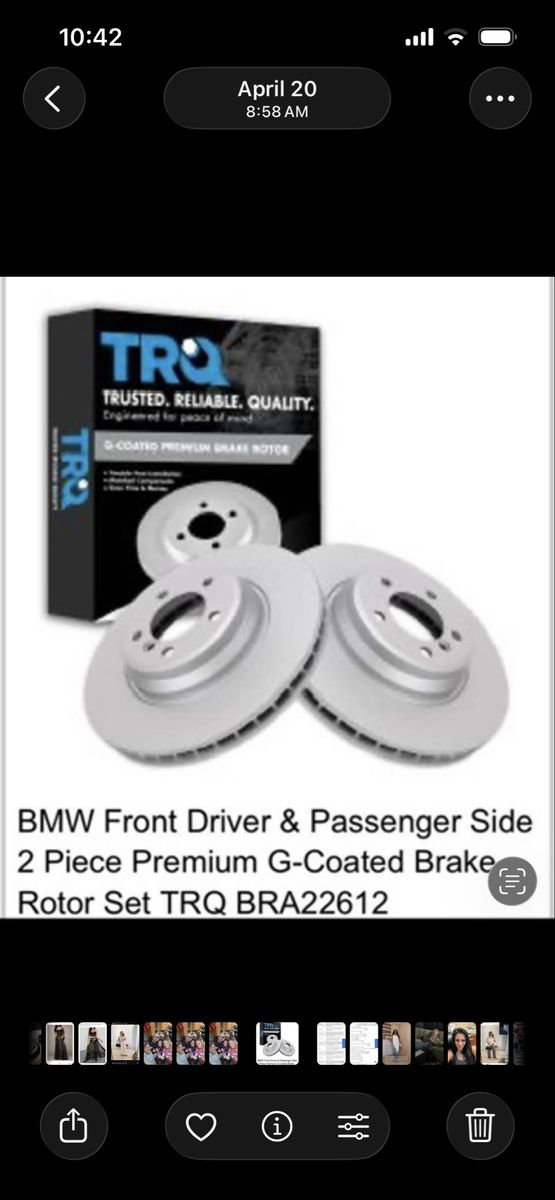 TRQ BRA22612 BMW Front Driver & Passenger Side 2-Piece Premium G-Coated Brake Rotor Set
