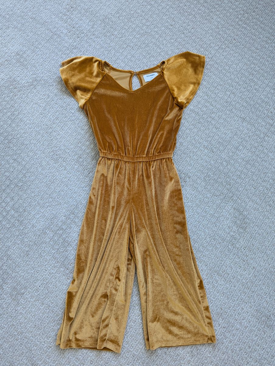 Old Navy Girls Gold Velvet Crop Jumpsuit, size 10-12