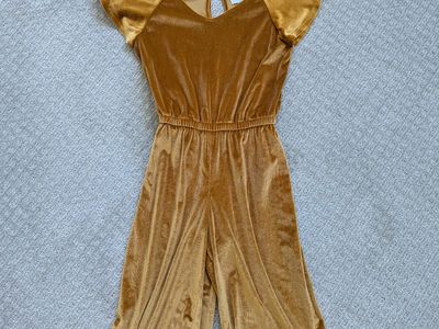 Old Navy Girls Gold Velvet Crop Jumpsuit, size 10-12