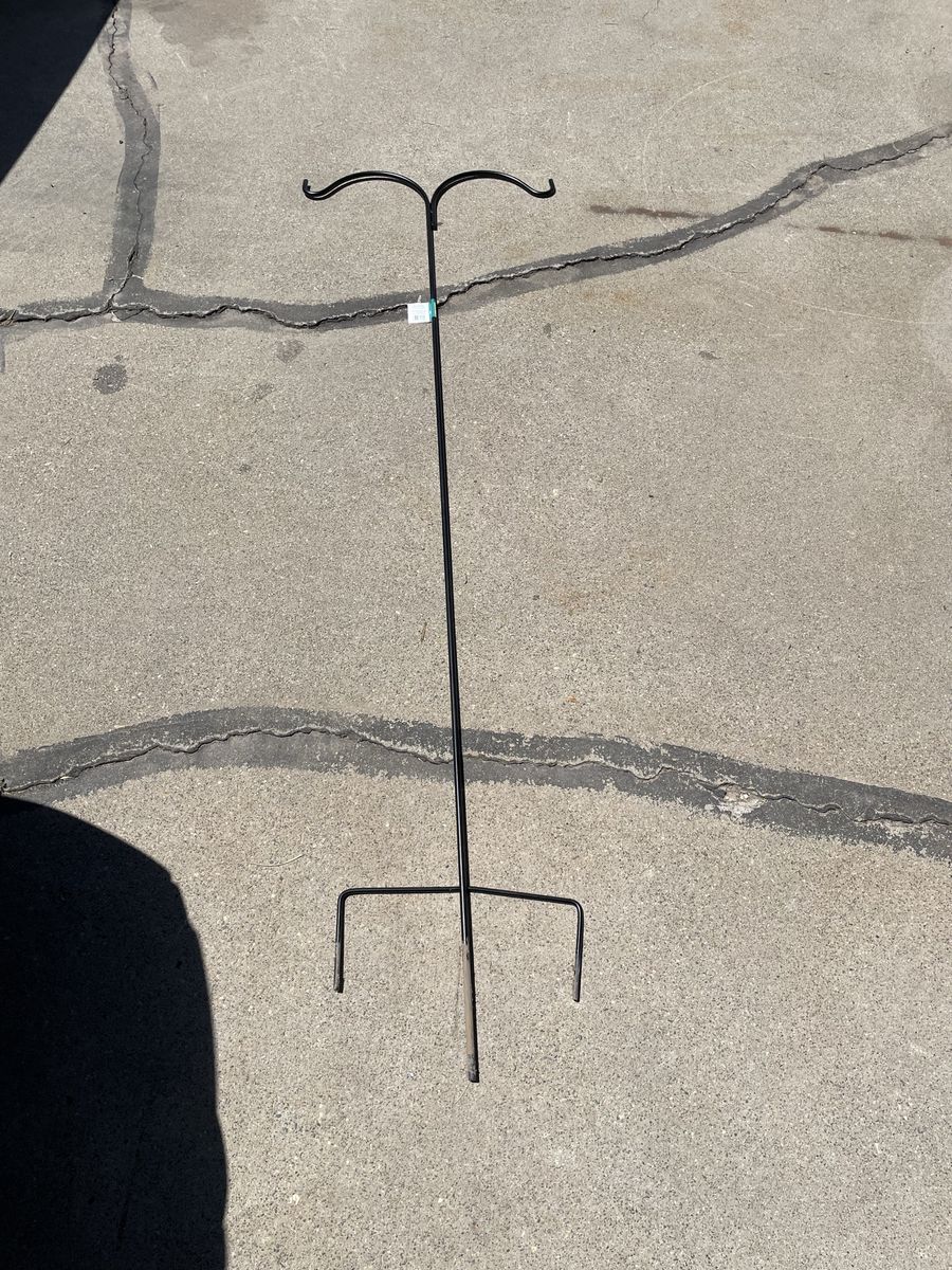 84" Double Shepherd Hook for Hanging Baskets & Bird Feeders - Black Metal