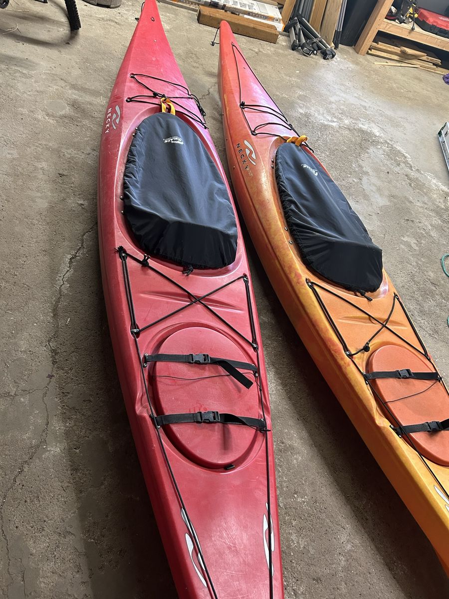 Necky Manitou 13 Kayaks, spray skirts, cockpit covers
