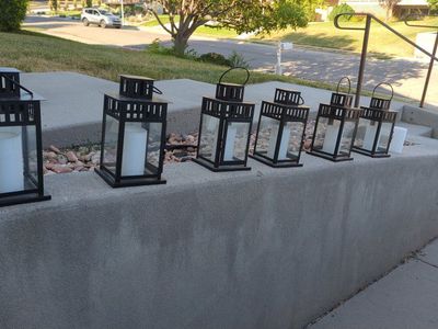 Set of 6 Black Metal Decorative Lanterns with LED Candles - Various Sizes
