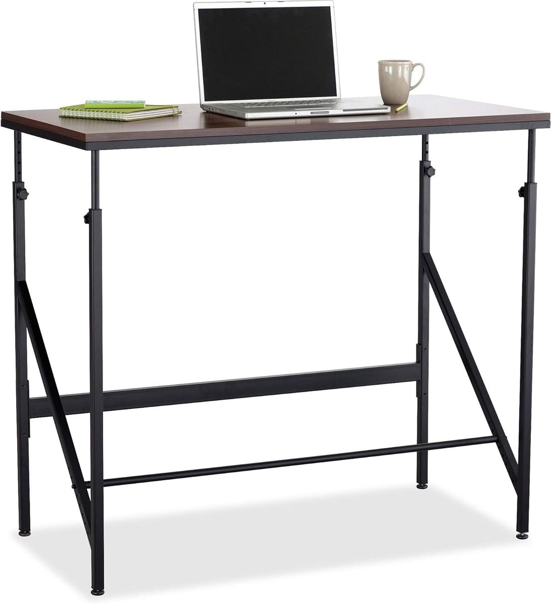 SAFCO SIT/STAND BI-LEVEL DESK, WALNUT/NATURAL, 48"W X 24"D X 50"H, 1957WL NEW IN ORIGINAL BOX!!!