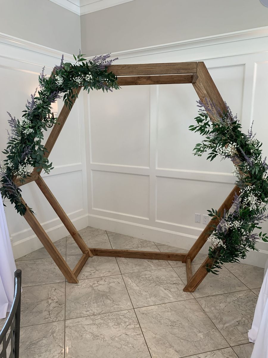 Hexagon Wedding Party Arch Rental -- No Hardware needed for setup!