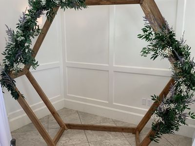 Hexagon Wedding Party Arch Rental -- No Hardware needed for setup!