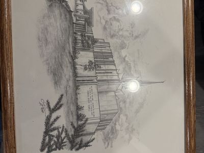 Limited Edition Jordan River Temple Framed Sketch – Signed Chad S. Hawkins (Hidden Image!)