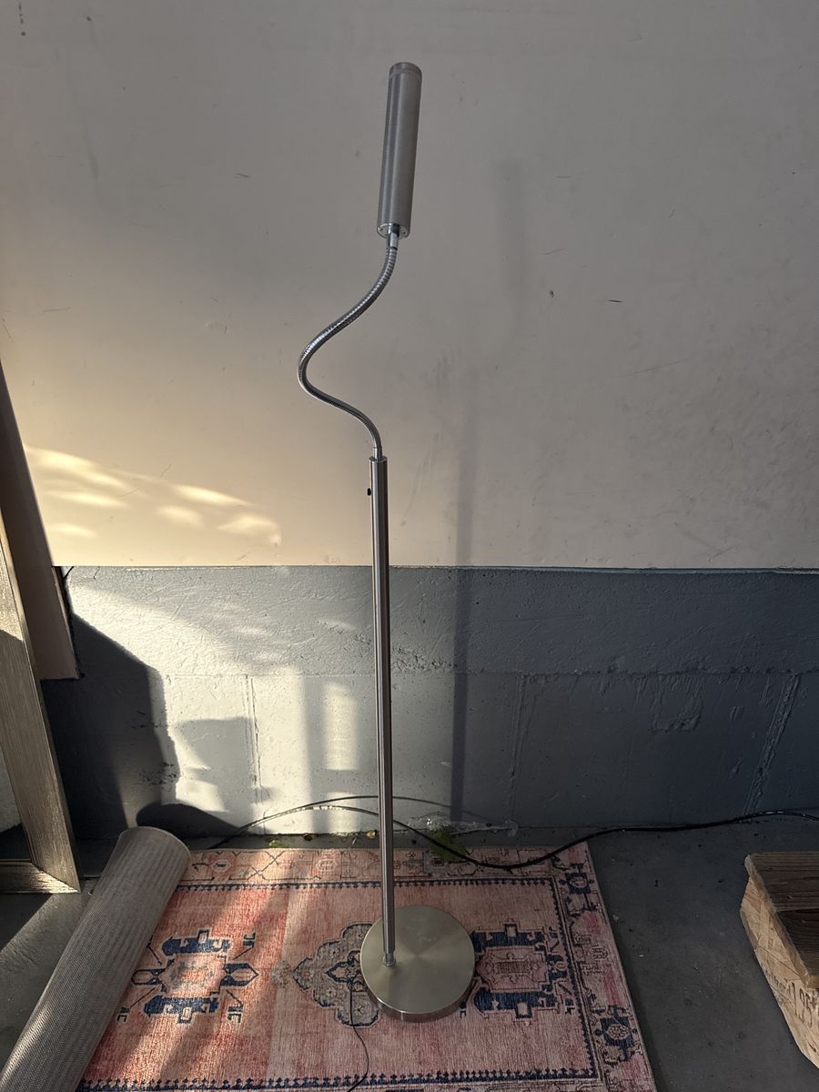 Modern Silver Floor Lamp with Adjustable Gooseneck