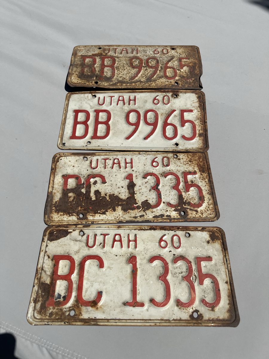 Vintage 1960 Utah License Plates Collectible Set