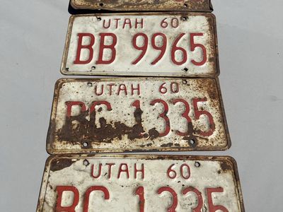 Vintage 1960 Utah License Plates Collectible Set
