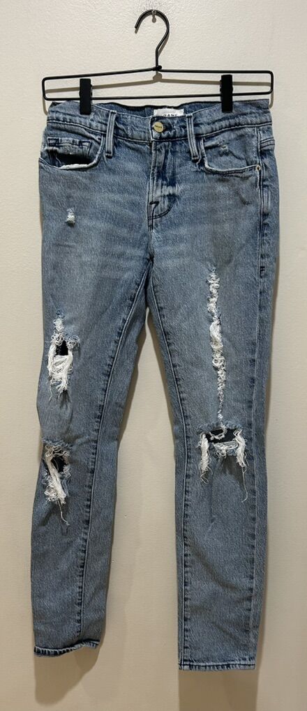 Frame Le Garcon Straight Leg Beldon Rips Jeans 25