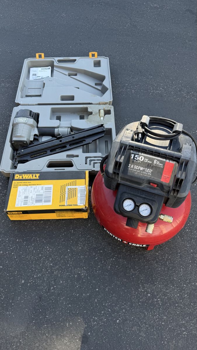 6gal compressor with nail gun & nails