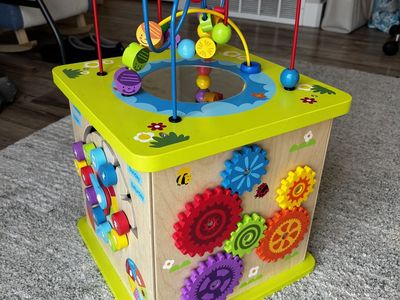 Wooden Activity Cube with Bead Maze and Shape Sorter