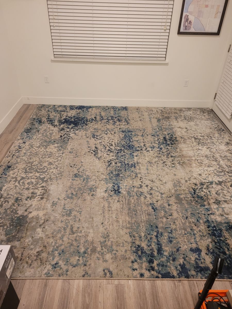 10' x 10' Square Area Rug, Oriental Pattern, Navy and Gray