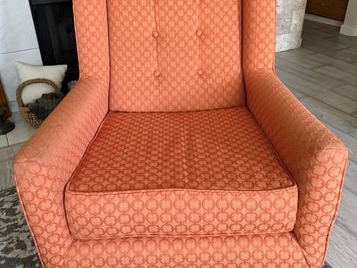 Orange Swivel Glider Rocker Chair - Mid-Century Modern Wingback Accent