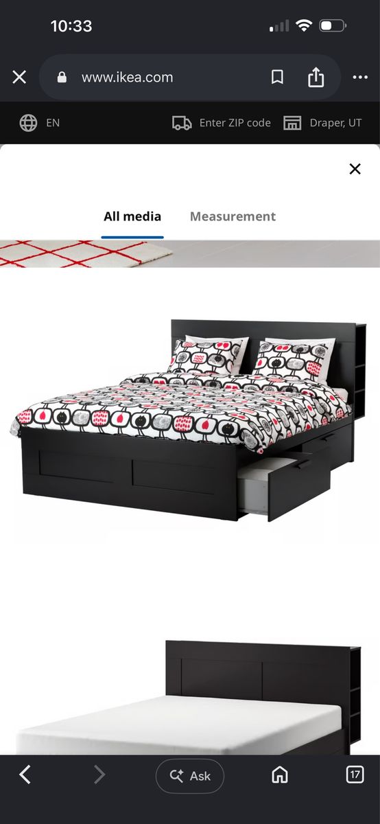 *FREE* IKEA BRIMNES Bed Frame with Storage Drawers & Headboard - Black