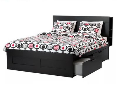 *FREE* IKEA BRIMNES Bed Frame with Storage Drawers & Headboard - Black