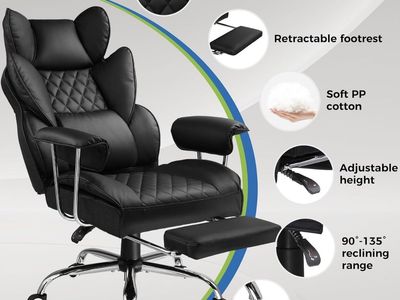 GTPLAYER Gaming Chair with Footrest – Black PU Leather (NEW)