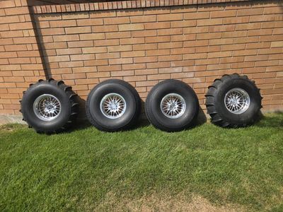 pro r Hostile UTV HF13 15" Polished Forged Wheels with Sand Paddle Tires (5x4.5)