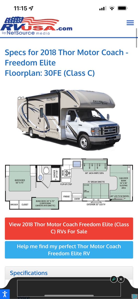 2018 Thor Freedom Elite 30FE