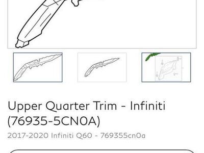 Upper Quarter Trim For Infiniti Q60