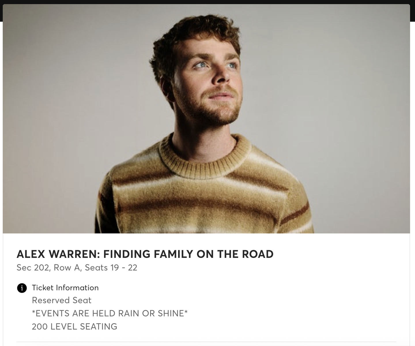 Alex Warren Ticket - FRONT ROW CENTER STAGE with SEAT (not pit)