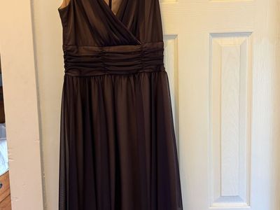 Classy Chiffon Overlay Fit & Flare Dress; Size 10; Eggplant
