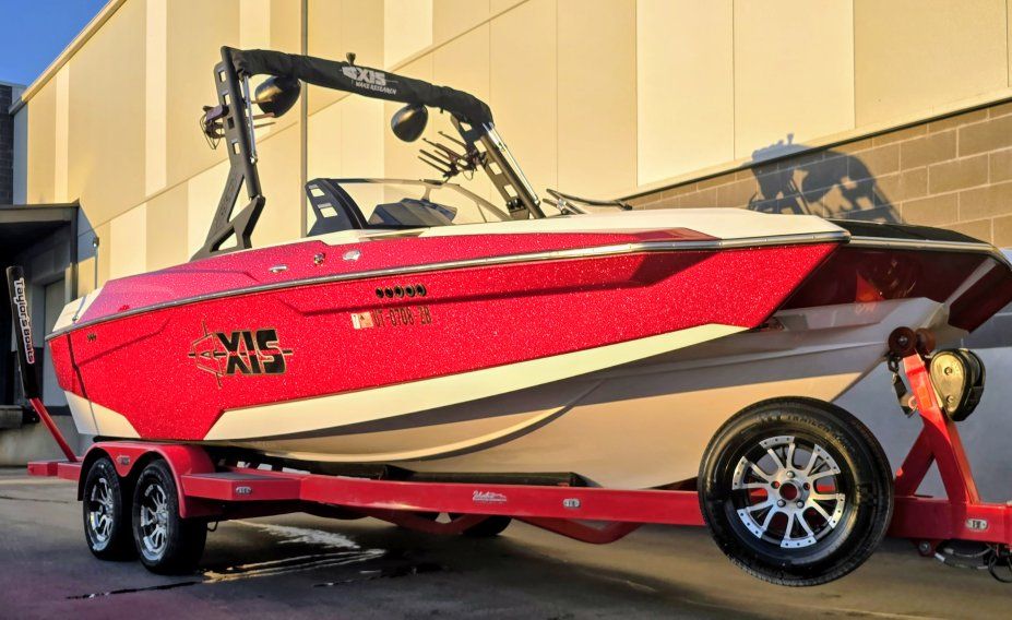 Axis Wake Research A22 Wakeboard Boat (Red/White) - Power Wedge III, Tandem Trailer Included