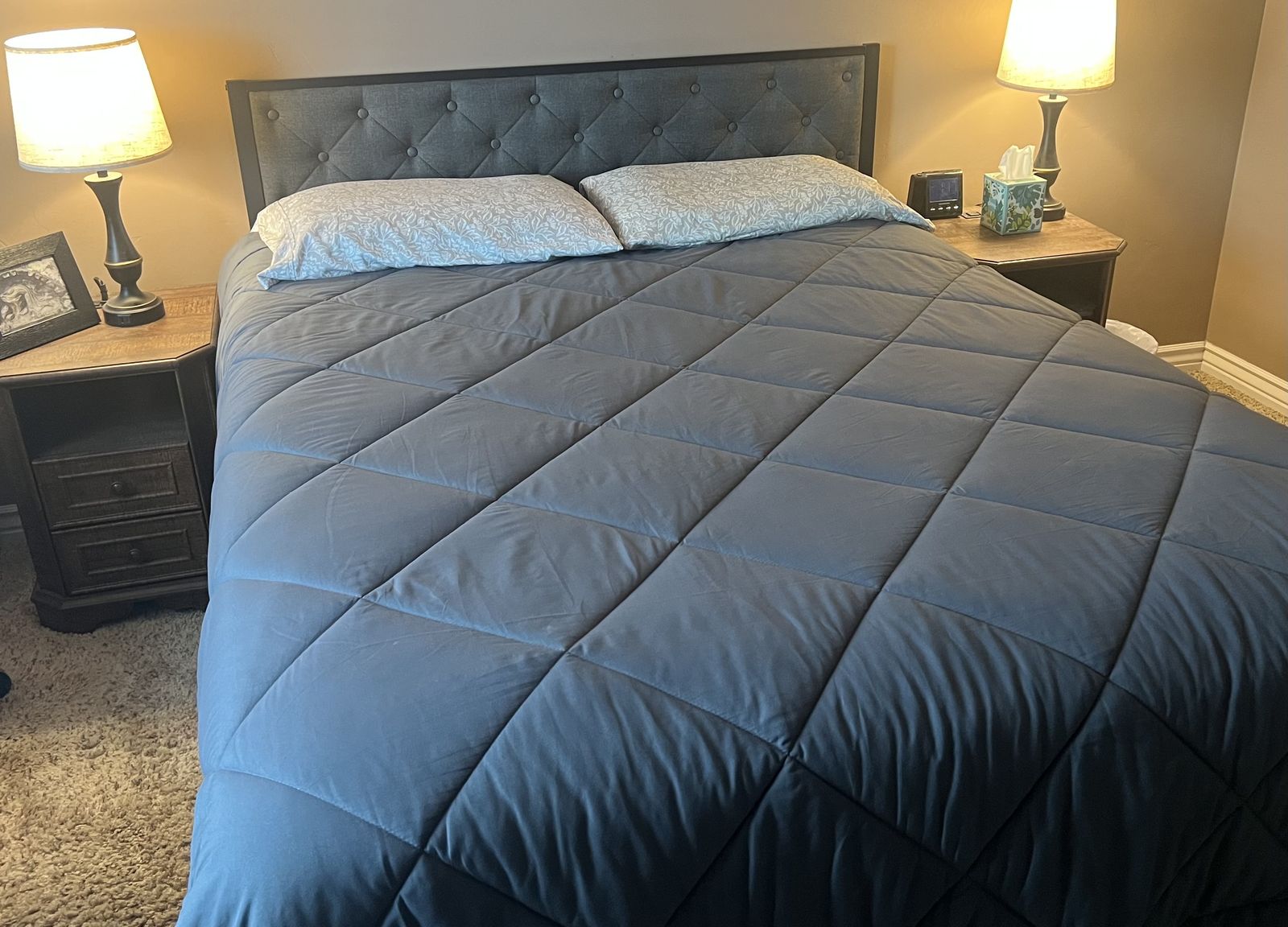 Queen Bed Frame with Headboard and mattress