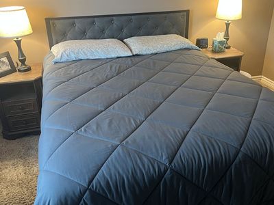 Queen Bed Frame with Headboard and mattress
