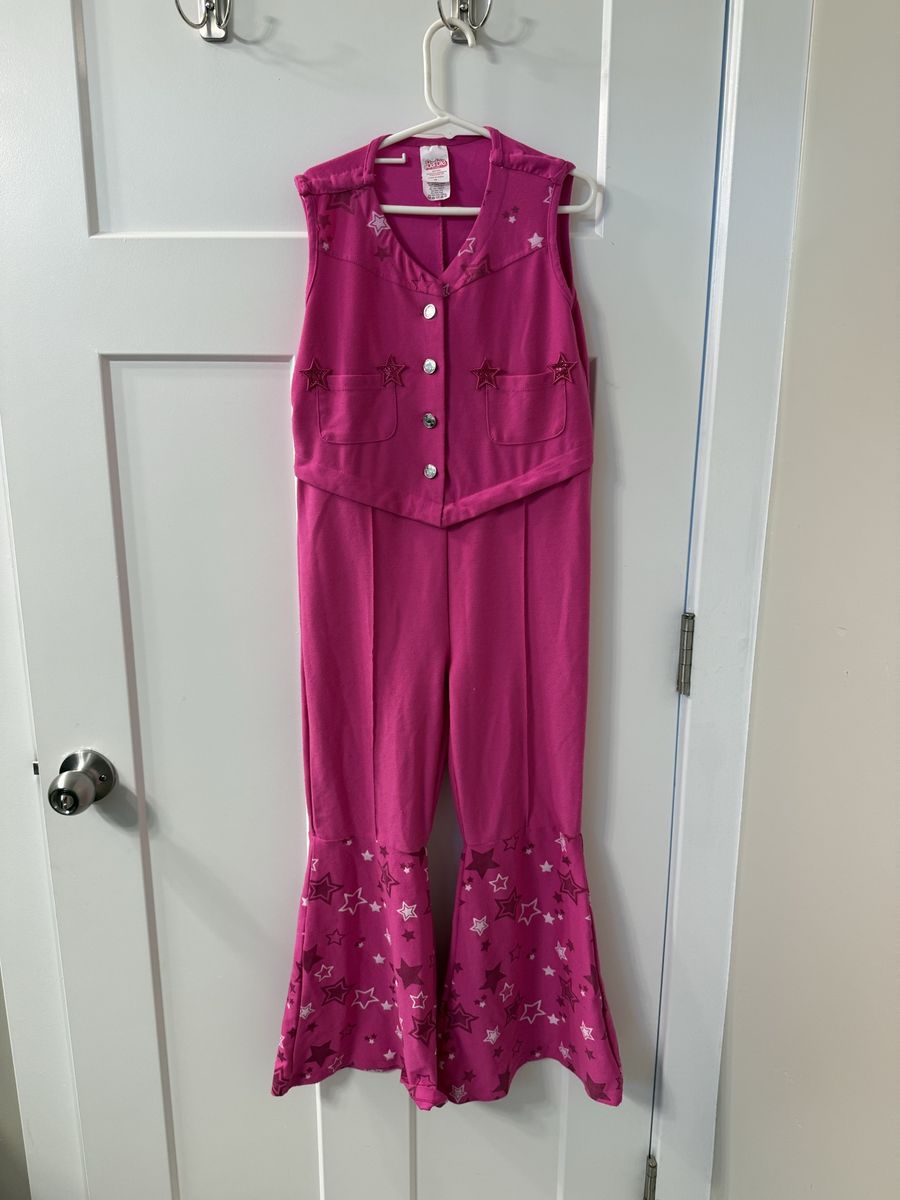 Barbie The Movie Western Costume Pink Star Print Jumpsuit Size M