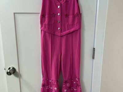 Barbie The Movie Western Costume Pink Star Print Jumpsuit Size M