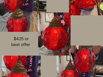 Vintage Mid century Bubble Globe Chandelier In Red