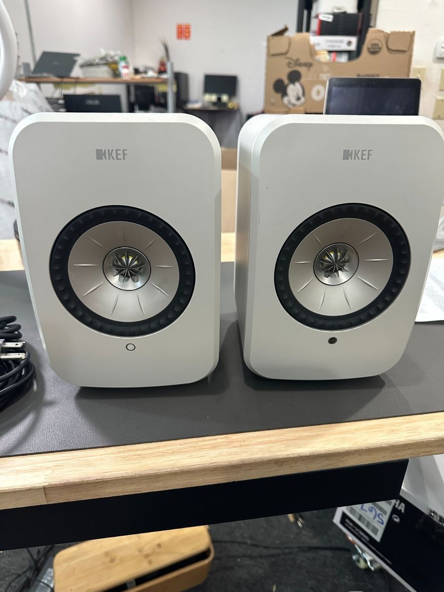 KEF LSX II LT Wireless HiFi Speakers Stone White Pair Bluetooth WiFi HDMI