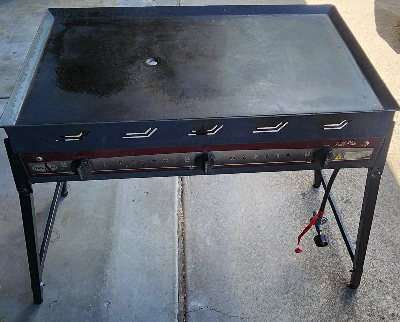 Party Master Full Plate Outdoor Flat Top Griddle Grill w/ Stand & Cover