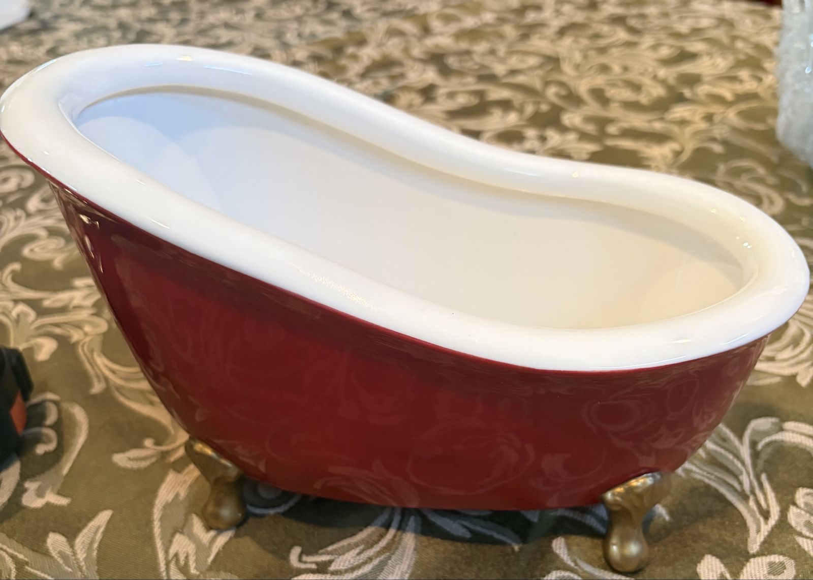 Vintage small decorative ceramic claw foot tub