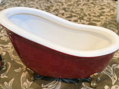 Vintage small decorative ceramic claw foot tub