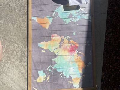 Framed Watercolor World Map Wall Art