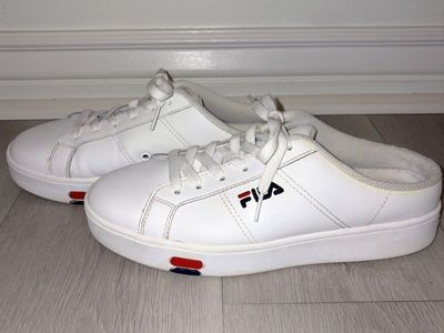 FILA Redmond Mule Women's 9 White Leather Slip On Backless Sneakers