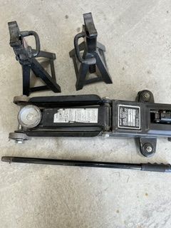 5000 lb. capacity Craftsman floor jack and pair of jack stands.