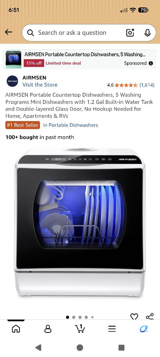 AIRMSEN Portable Countertop Dishwasher