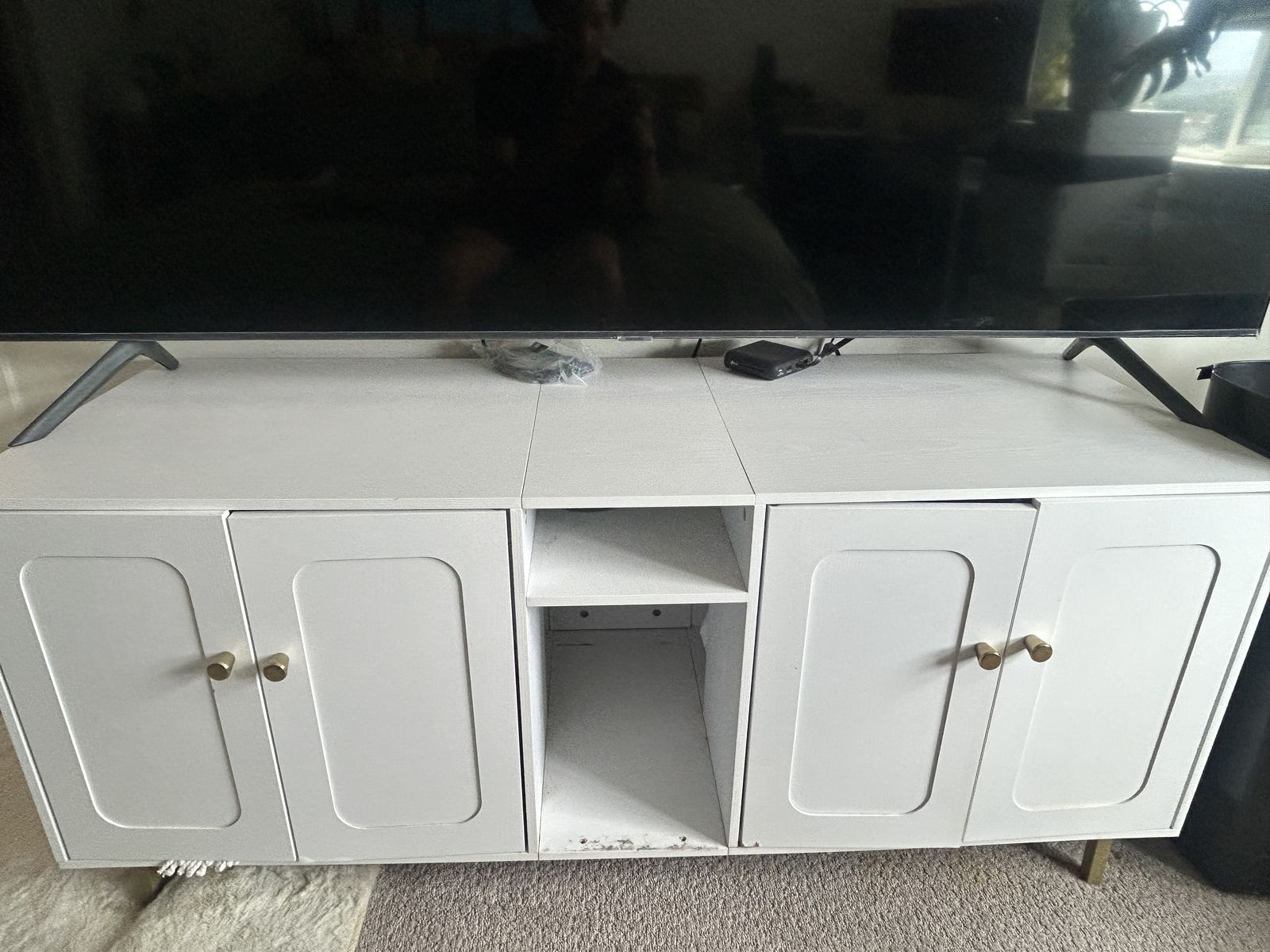 tv stand 72 inch length/ pet bed area