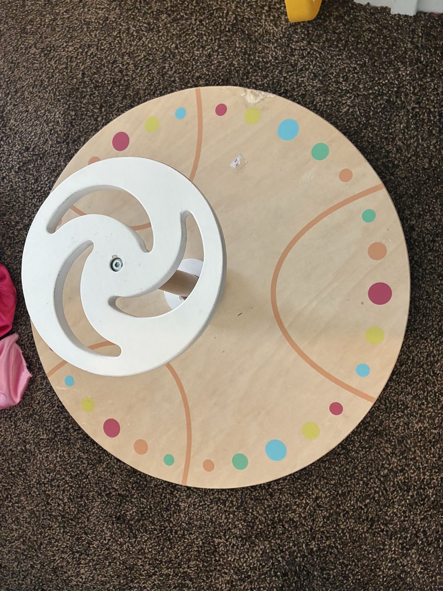 Wooden Spinning Toy - Colorful Dots Design, Children's Play Equipment. Sit and spin