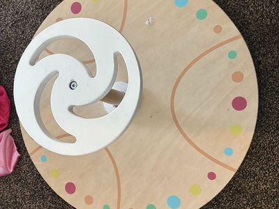 Wooden Spinning Toy - Colorful Dots Design, Children's Play Equipment. Sit and spin
