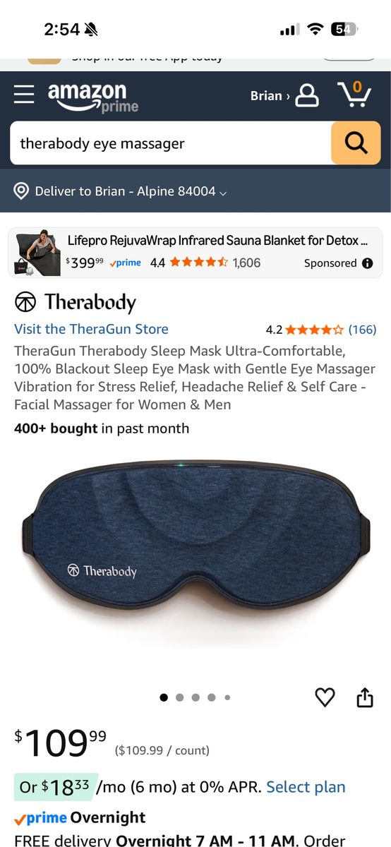 Therabody SmartGoggles Eye Massager - Ultra-Comfortable, Full Blackout Sleep Mask with Vibration