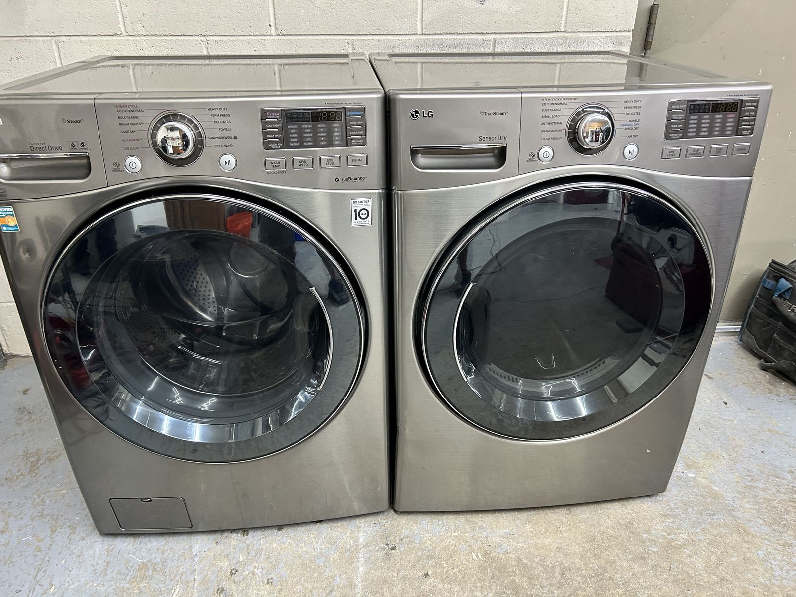 LG stainless washer and dryer set
